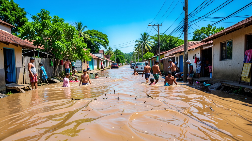 Lluvias en Salitre inundaron calles y aislaron a 400 familias del río Vinces