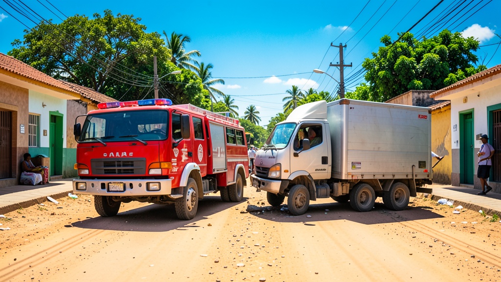 Choque entre carro de bomberos y camión dejó susto en Salitre sin heridos