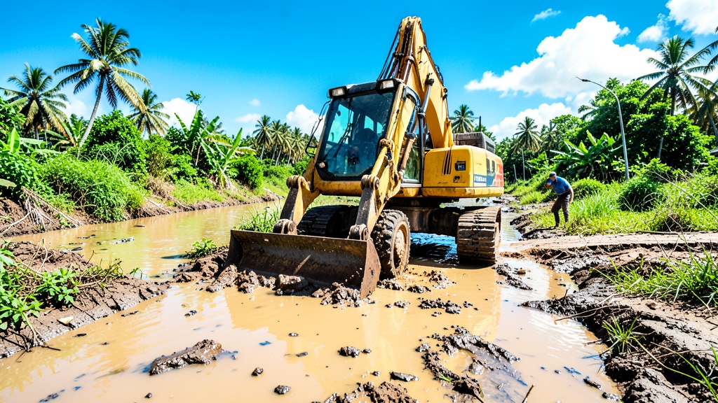 Prefectura del Guayas inicia desazolvamiento del estero Guachapelí en Salitre