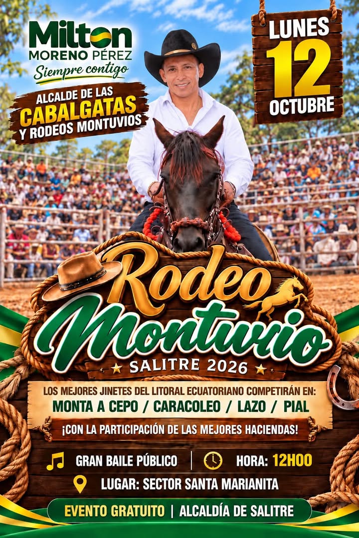 Salitre celebra su tradición montuvia con rodeos y cabalgatas el 12 de octubre