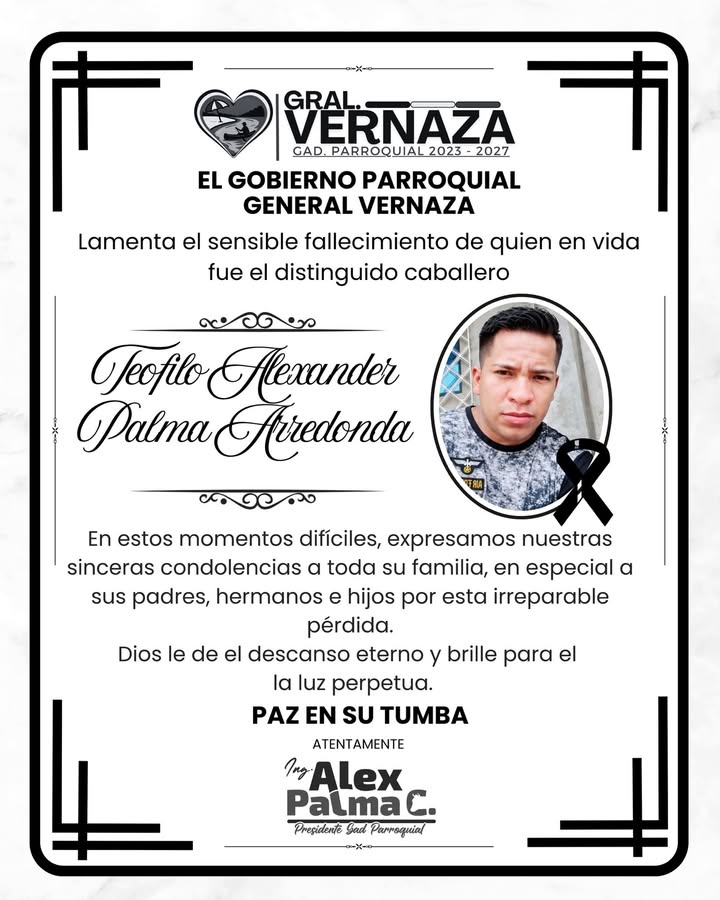 Familiares de Teófilo Palma reciben condolencias del Gobierno Parroquial General Vernaza