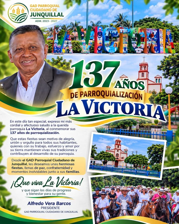 Junquillal celebra 137 años de parroquialización de La Victoria con mensajes de unión